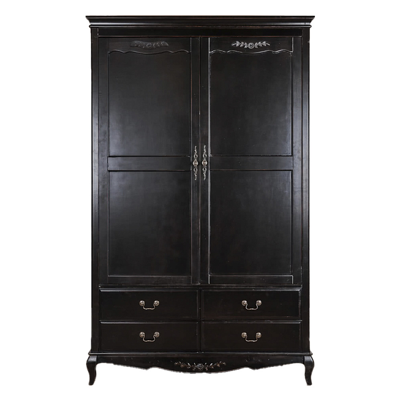 Шкаф черный с 4-мя ящиками и 2-мя дверцами в стиле Прованс Vintage Черный в Ижевске | Loft Concept 