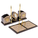 Настольный письменный набор из бежевого мрамора с часами Marble Accessory варинант исполнения - 2 | Loft Concept в Ижевске