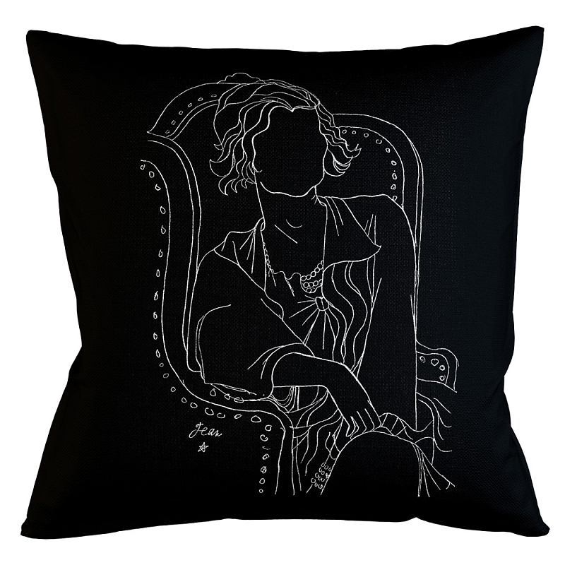 Декоративная подушка White Silhouette Coco Pillow Бежевый Черный Декоративная подушка White Silhouette Coco Pillow Бежевый Черный в Ижевске | Loft Concept