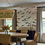 Обои ручная роспись Fishes Blue Pearl on Tarnished Silver gilded silk with pearlescent antiquing варинант исполнения - 3 | Loft Concept в Ижевске