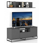 ТВ-тумба цвета графит с  2-мя дверцами и ящиком Strict Lines варинант исполнения - 6 | Loft Concept в Ижевске