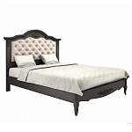 Кровать черная из массива бука с основанием и мягким изголовьем Black Provence варинант исполнения - 1 | Loft Concept в Ижевске