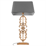 Настольная лампа на ажурном чугунном основании с тканевым серым абажуром Openwork Lamp варинант исполнения - 3 | Loft Concept в Ижевске