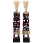 Комплект из 2-х деревянных статуэток Asmat Straw Headdress Statuettes Red Turquoise варинант исполнения - 1 | Loft Concept в Ижевске