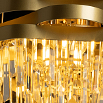 Люстра цвета матового золота с металлическими лентами и длинными прозрачными подвесками Gilded Waves варинант исполнения - 5 | Loft Concept в Ижевске