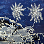 Картина ручная вышивка бисером Ночной пейзаж Night Boat Bay варинант исполнения - 3 | Loft Concept в Ижевске