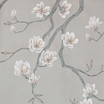 Обои ручная роспись Magnolia Canopy Original Colourway on Oyster Shell metallic silk варинант исполнения - 1 | Loft Concept в Ижевске