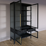 Витрина Primo со стеклянными фасадами и 2 ящиками Черный дуб варинант исполнения - 9 | Loft Concept в Ижевске