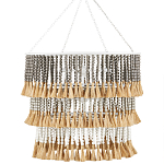 Люстра трехъярусная с декором из круглых деревянных бусин с кисточками Gray Brown Wooden Beads Chandelier варинант исполнения - 3 | Loft Concept в Ижевске