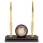 Часы настольные с двумя ручками из натурального камня Stone Clock варинант исполнения - 1 | Loft Concept в Ижевске