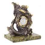 Часы настольные бронзовые в виде русалочки из натурального камня Змеевик Mermaid Stone Clock варинант исполнения - 3 | Loft Concept в Ижевске