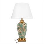 Настольная лампа бирюзовая с цветочным принтом Turquoise Flight варинант исполнения - 1 | Loft Concept в Ижевске