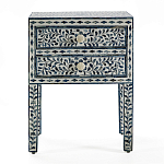 Тумбочка прикроватная White Pearl BEDSIDE CABINET 2 blue DRAWER варинант исполнения - 1 | Loft Concept в Ижевске