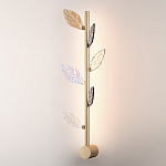 Бра с золотистой вертикальной трубкой и декоративными прозрачными листьями из стекла Sylva  варинант исполнения - 3 | Loft Concept в Ижевске