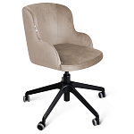 Стул с мягкой бежевой обивкой из велюра и подъемно-поворотным механизмом на черных колесиках Harper Beige варинант исполнения - 1 | Loft Concept в Ижевске