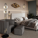 Торшер с 2-мя прозрачными стеклянными плафонами и золотистыми декоративными вставками Virelia варинант исполнения - 2 | Loft Concept в Ижевске