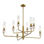 Люстра с 8-ю плафонами в форме стеклянных трубок и мраморных декоративных элементов Montreal варинант исполнения - 9 | Loft Concept в Ижевске