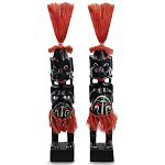 Комплект из 2-х деревянных статуэток Asmat Red Straw Headdress Statuettes варинант исполнения - 1 | Loft Concept в Ижевске
