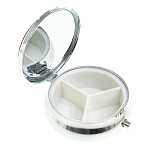 Таблетница карманная круглая с 3-мя отделениями с зеркалом и накладкой из натурального камня Жадеит Silver Stone Pillboxes варинант исполнения - 2 | Loft Concept в Ижевске