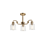 Люстра цвета латунь с 3-мя прозрачными стеклянными плафонами Kichler варинант исполнения - 3 | Loft Concept в Ижевске