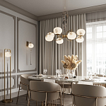 Подвесной светильник с шарообразным плафоном из белого стекла с подвеской из камня и кисточкой Agatelle варинант исполнения - 5 | Loft Concept в Ижевске