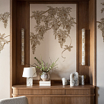 Обои с вышивкой ручной работы Deco Wisteria ﻿Midas colourway on Liso Pearl wool sateen варинант исполнения - 4 | Loft Concept в Ижевске