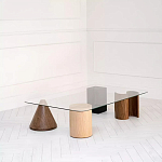 Дизайнерский журнальный стол с прозрачной столешницей и ножками в форме геометрических фигур Pytusin варинант исполнения - 1 | Loft Concept в Ижевске