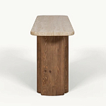 Консоль с овальной столешницей и фактурным деревянным основанием Enzo варинант исполнения - 1 | Loft Concept в Ижевске