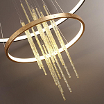 Люстра подвесная с 2-мя круглыми подвесами в черном и золотистом цвете и вертикальными подвесками Ring Horizontal варинант исполнения - 3 | Loft Concept в Ижевске