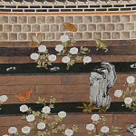 Обои ручная роспись The Art of Learning and Steps for the Flowers by Teo Yang Special Colourway on purple painted Xuan paper варинант исполнения - 2 | Loft Concept в Ижевске