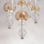 Люстра с плафонами из прозрачного и янтарного стекла в виде шаров и ромбов Gabriel Scott Luna варинант исполнения - 10 | Loft Concept в Ижевске