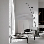 Торшер с изогнутой черной металлической стойкой и цилиндрическим плафоном Davide Groppi варинант исполнения - 7 | Loft Concept в Ижевске