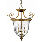 Люстра подвесная цвета латунь с прозрачным стеклянным плафоном и тремя лампами в классическом стиле на цепи Hinkley варинант исполнения - 1 | Loft Concept в Ижевске