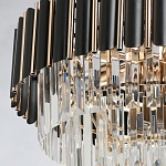 Люстра из черного металла с многоярусными подвесками из прозрачного хрусталя на золотой цепи Empire Black Chandelier Crystal варинант исполнения - 5 | Loft Concept в Ижевске