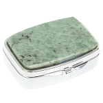 Таблетница карманная прямоугольная с 2-мя отделениями с зеркалом и накладкой из натурального камня Жадеит Silver Stone Pillboxes варинант исполнения - 1 | Loft Concept в Ижевске