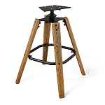 Барный стул со спинкой и металлической подставкой на 4-х деревянных ножках Бежевый Велюр Vendramin Chair варинант исполнения - 9 | Loft Concept в Ижевске