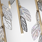 Люстра с золотистыми трубками и прозрачными стеклянными листьями на подвесах Sylva  варинант исполнения - 7 | Loft Concept в Ижевске