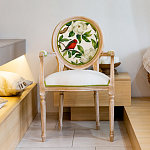 Стул с подлокотниками золотистый из бука с изображением птиц и цветов Blooming Red Birds варинант исполнения - 3 | Loft Concept в Ижевске