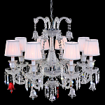 Люстра с 8-ю белыми текстильными абажурами и хрустальными подвесками Lustre Reverie варинант исполнения - 1 | Loft Concept в Ижевске