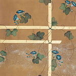 Обои ручная роспись Morning Glory Original colourway on gold metallic silk варинант исполнения - 2 | Loft Concept в Ижевске