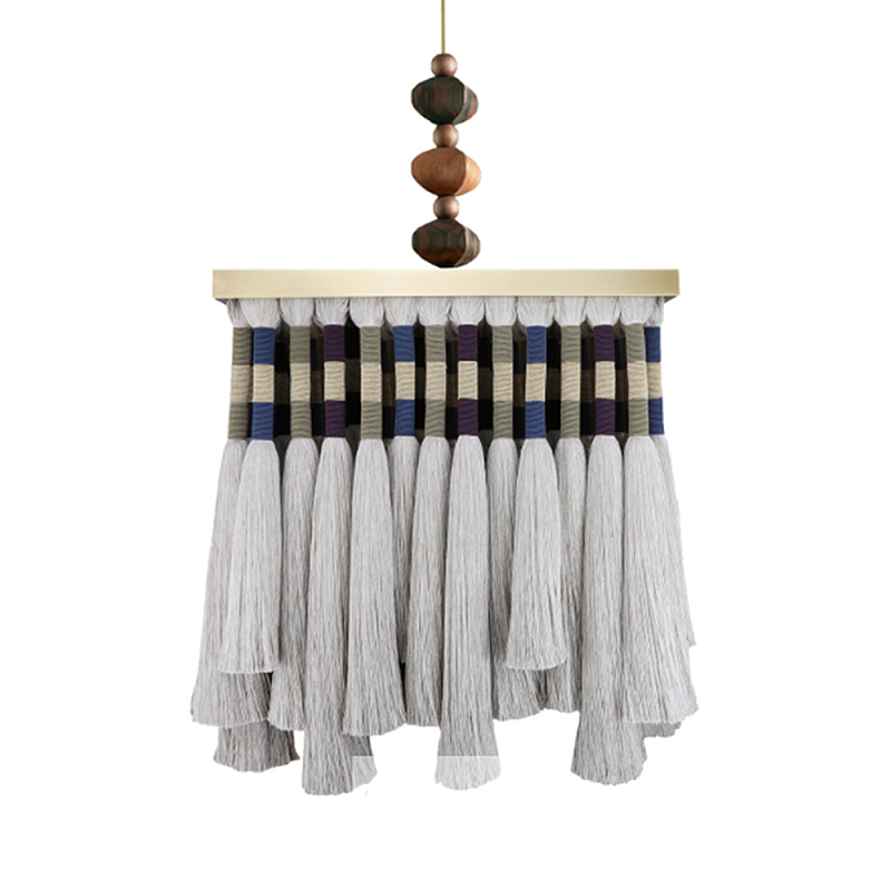Люстра квадратная плетеная с бахромой Wicker Square Chandelier with Tassels Мульти Люстра квадратная плетеная с бахромой Wicker Square Chandelier with Tassels Мульти в Ижевске | Loft Concept