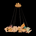 Люстра круглая на золотом каркасе с птичками и цветочным декором Miscellaneous herbs варинант исполнения - 1 | Loft Concept в Ижевске