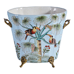 Кашпо из голубого фарфора с бронзовыми элементами Blue Garden варинант исполнения - 1 | Loft Concept в Ижевске