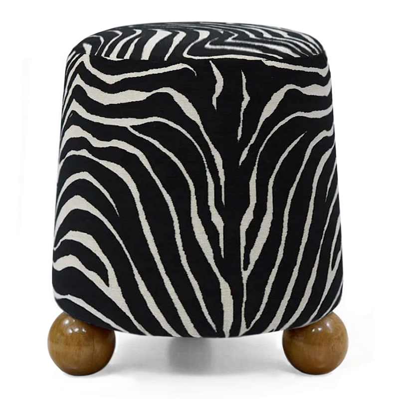Пуф Wakonda обивка ZEBRA с Круглыми ножками  Черно-белый Коричневый в Ижевске | Loft Concept 