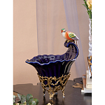 Чаша темно-синего цвета из фарфора с разноцветной птичкой Eden Garden porcelain and bronze варинант исполнения - 4 | Loft Concept в Ижевске
