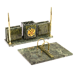 Настольный письменный набор из змеевика с гербом России Successful Leader варинант исполнения - 3 | Loft Concept в Ижевске