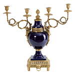 Подсвечник из темно-синего фарфора на бронзовой подставке с фигурками ангелов и декоративными ручками Eden Garden варинант исполнения - 1 | Loft Concept в Ижевске