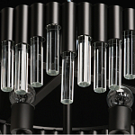 Люстра круглая из матового черного металла с подвесками из прозрачных стеклянных трубок Noir Tubes варинант исполнения - 8 | Loft Concept в Ижевске