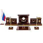 Настольный письменный набор с часами и визитницами из природного камня обсидиана Royal Present варинант исполнения - 1 | Loft Concept в Ижевске