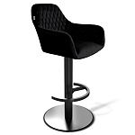 Барный стул вращающийся со спинкой и подлокотниками Douglas Rhombus Черный Велюр варинант исполнения - 1 | Loft Concept в Ижевске